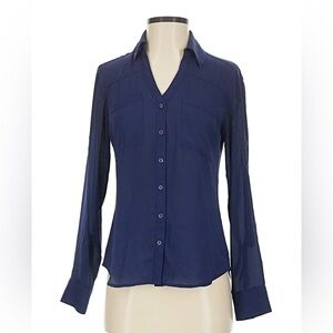 Express Women’s Deep Blue Button-Down Blouse
